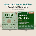 FEBU Swedish Dishcloths for Kitchen | 5 Pack Floral Reusable Paper Towels Washable | Swedish Dish Towels | Non-Scratch Cellulose Sponge Cloths | No Odor, Biodegradable Cleaning Cloths