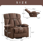 Oversized Power Lift Recliner Chair for Elderly, Big and Tall Lift Chair with Massage and Heat for Living Room, Fabric Electric Recliner Chairs with 4 Side Pockets, USB Charge Port,Brown