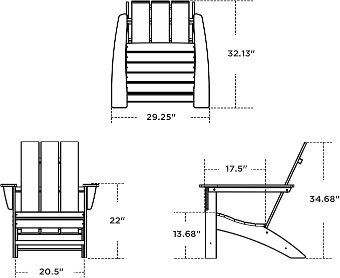 POLYWOOD AD420WH Modern Adirondack Chair, White, Durable High Density Polyethylene Construction, Easy Assembly, Waterproof, Comfortable Contoured Seat