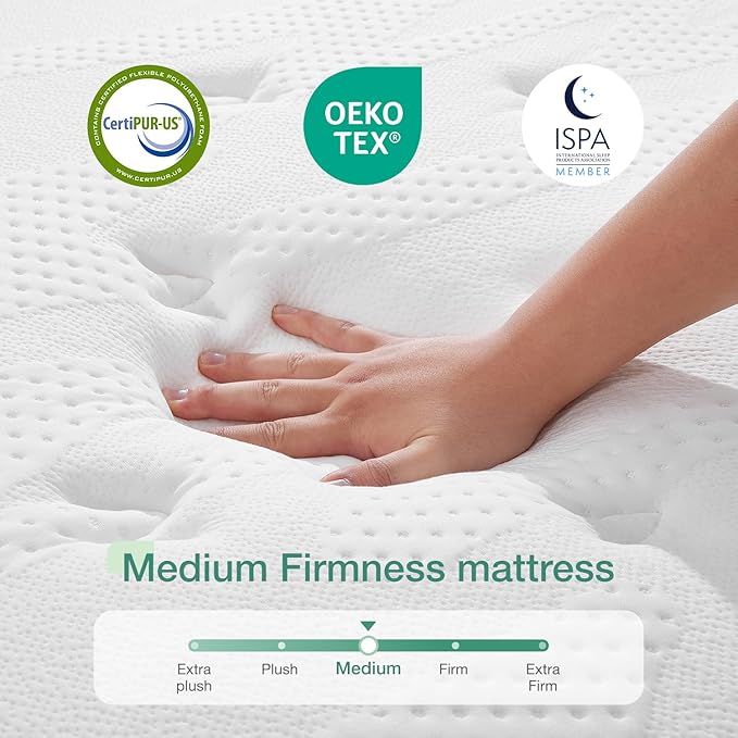 Novilla Queen Mattress, 12 Inch Hybrid Mattress in a Box, Gel Memory Foam with Individual Pocket Springs for a Peaceful Sleep, Queen Size Mattresses, Pillow Top Mattresses with Quilted Cover