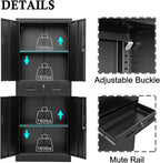 BESFUR Metal Cabinet, Garage Storage Cabinet with Drawer and Adjustable Shelves for Garage, Office, School - Black