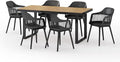 Christopher Knight Home Requeta Outdoor Dining Sets, Black + Teak