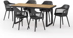 Christopher Knight Home Requeta Outdoor Dining Sets, Black + Teak