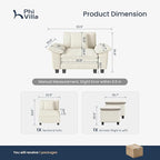 PHI VILLA Cloud Oversized Sectional Sofas, Single Sofa with Deep Seat for Living Room Reading Nook, Chenille Corduroy Dual Fabric, Beige