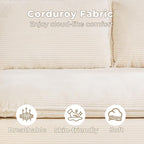 Modular Sectional Sofa, 107.5" L-Shaped Boneless Couch with Deep Seat, Modern Minimalist Upholstered Cloud Sectional Couch for Living Room Bedroom, No Assembly Required, Beige Corduroy