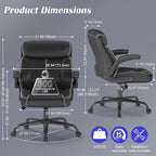 AnyGod Executive Leather Office Chair, Ergonomic Home Office Desk Chair with Flip-up Armrests, Lumbar Support, Adjustable Height, Mid-Back with Rocking Function for Executives