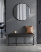 VASAGLE EKHO Collection - Storage Bench for Entryway, Ottoman Bench with Steel Frame, 43.3-Inch Wide, Synthetic Leather, Living Dining Room, Mid-Century Modern, Loads 660 lb, Ink Black ULOM085B01