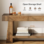 Tribesigns 63-Inch TV Stand for 55/60/65/70-Inch TVs, Farmhouse Entertainment Center with 2-Tier Storage Shelf, Long Wooden Media Console Table for Living Room, Bedroom, Brown