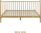 NTC Inno Wooden Bed Frame with Headboard, Solid Oak and Rubber Wood Foundation with Silent Slats and Wood Central Supports, 1000 Lb Capacity, Effortless Assembly, King - Sand