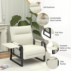 Faux Leather Accent Chairs Set of 2 with Flip Up Tray Tables Soft Backrest for Living Room Office Bedroom Modern Accent Chairs, Beige