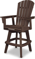 POLYWOOD® Nautical Curveback Adirondack Swivel Bar Chair in Mahogany