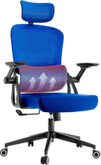 Ergonomic Office Chair - 400LB Comfy Desk Chairs with Adjustable Headrest and Lumbar Back Support, Mesh Computer Chairs with Wheels and Arms for Home Office, Study, Bedroom and Dorm (01blue)