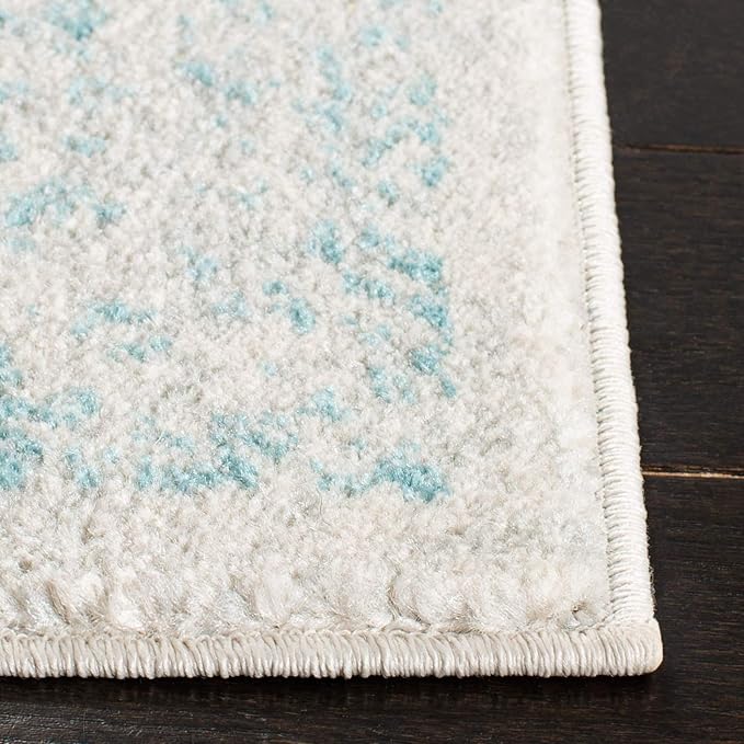 SAFAVIEH Evoke Collection 4' x 6' Ivory / Aqua EVK256J Oriental Distressed Non-Shedding Living Room Bedroom Accent Rug