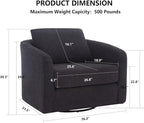 MINCETA Oversized Accent Chair for Living Room, 360° Swivel Barrel Chair with High Density Foam, Modern Glider Chair with Performance Fabric Upholstered Armchair for Apartment, Bedroom Black