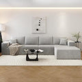 135.4" Cloud Sectional Couch with L-Shape Chaise,Modern Modular Sofa with Deep Seat, Upholstered Couches for Living Room Bedroom Apartments,No Assembly Required, (Grey,Right Facing Chaise)