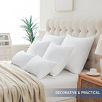 Leeden 26x26 Pillow Inserts, 26 Inch Decorative Throw Pillow Inserts, Soft Fluffy Square Throw Pillows for Couch, Sofa, Bed, and Home Decor White Pillows Pack of 2