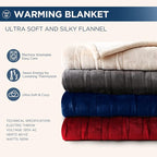 Westinghouse Heated Throw Blanket, Electric Blanket Throw with 6 Heating Levels and 2-10 Hours Time Settings, Flannel to Sherpa Super Cozy Heated Blanket Machine Washable, 50x60 inch, Red