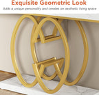 Tribesigns 55 Inch Console Table for Hallway, Faux Marble Gold Entryway Table with Geometric Metal Base, Modern Narrow Sofa Accent Table for Entrance, Living Room, Foyer (White & Gold)