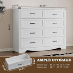 8-Drawer Dresser for Bedroom, Modern Wooden Chest of Drawers with Metal Handles, Anti-Tipping Design, Sturdy and Stable Storage Organizer for Living Room, Entryway, Home Office