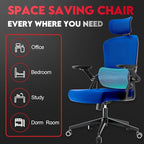 Ergonomic Office Chair - 400LB Comfy Desk Chairs with Adjustable Headrest and Lumbar Back Support, Mesh Computer Chairs with Wheels and Arms for Home Office, Study, Bedroom and Dorm (01blue)