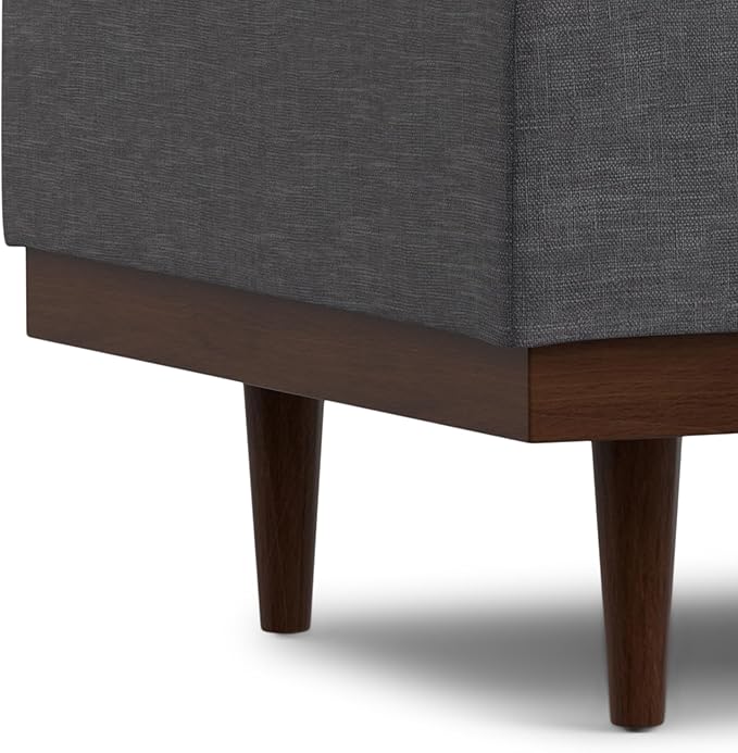 SIMPLIHOME Mariah 34 inch Wide Contemporary Rectangle Coffee Table Storage Ottoman in Slate Grey Polyester Linen, Assembled, For the Living Room, Entryway and Family Room