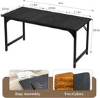 AZN Computer Desk, 47in Computer Desk, Office Desk w/Sturdy Metal Frame, Office Desk w/Water-Resistant, Scratchproof Surface, Home Office Desks w/Large Legroom for Work Study Writing Gaming, Black