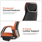 EUREKA ERGONOMIC Serene Executive Office Chair Genuine Leather, Modern Executive Chair 135° Back Support Comfy Desk with Arms & Aluminum Base for Home-Orange