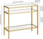 Henn&Hart 24" Wide Rectangular Rectangular Side Table in Brass, Table for Living Room, Bedroom