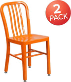 Flash Furniture Gael Commercial Grade 2 Pack Orange Metal Indoor-Outdoor Chair