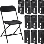 100 Pack Plastic Black Folding Chairs, Portable Stackable Commercial Party Folding Chairs with Steel Frame 350lbs for Home Office Outdoor Indoor Office Wedding Party Event