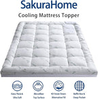 Mattress Topper Queen Size, Cooling Extra Thick Breathable Viscose Made from Bamboo Mattress pad, Soft Quilted Fitted Mattress Cover with 1000 GSM Down Alternative Fill (8-21”Deep Pocket)