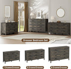 LYNSOM Farmhouse 9 Drawers Dresser for Bedroom, Wood Rustic Wide Chest of Drawers with Deep Drawers, Metal Handle, Storage Dressers Organizer for Entryway, Hallway, Dark Rustic Oak