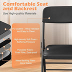Commercial Grade Folding Chair with Padded Fabric Cushion（16"X16" |Double-hinged Legs Luxury Style|4.5kg Capacity Max Weight 150Kg for Home and Office,Indoor and Outdoor Events (2, PU-Black)