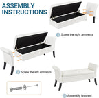 Yaheetech Ottoman with Storage, 52" Storage Ottoman Bench with Safety Hinge, Upholstered Bench with Seating for Bedroom, Living Room, Holds up to 661 lb, White