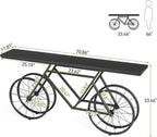 LITTLE TREE Narrow Sofa Table, 70.9-Inch Extra Long Console Table for Living Room, Entryway, with Unique Bicycle Metal Base. Black