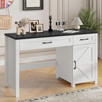 Farmhouse 47" Executive Desk, Computer Desk with Drawers and Storage Cabinet, Workstation for Home Office and Study.(Black)