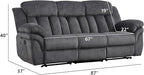 CANMOV Recliner Sofa Set, Manual Reclining Sofa with Overstuffed Armrest for Living Room,Bedroom Furniture,Office,3 Seat Grey