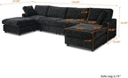 WJShome U Shaped Sectional Couch 134 Inch 4-Seater Modern Modular Sofa with 2 Ottoman,Chenille Deep Seat Couches for Living Room, Bedroom and Apartment，Black