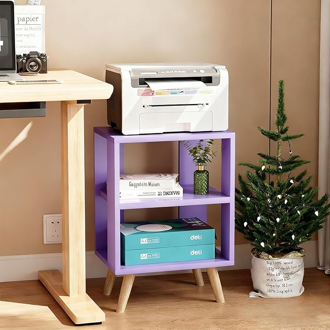 Night Stand, Purple Kids Nightstand, Modern End Table with Open Storage, 2-Tier Nursery Bedside Table for Small Space, Living Room, Bedroom
