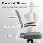 Office Chair,Ergonomic Mesh Desk Chair with Adjustable Lumbar Support,Computer Chair with Flip-up Armrests, Rolling Executive Chairs, Home Office Chair(Grey)