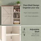 Bathroom Wall Cabinet, Farmhouse Medicine Cabinet with Barn Doors and Adjustable Shelves, 24'' Kitchen Wall Mounted Cabinet, Floating Over Toilet for Kitchen, Living Room
