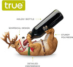 True Reindeer Polyresin Wine Bottle Holder - Table Top and Counter Wine Rack, Animal Home Decor, Set of 1, Brown, Holds 1 Standard Wine Bottle
