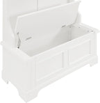 Crosley Furniture Campbell Hall Tree with Storage Bench and Coat Rack Hooks for Hanging, White