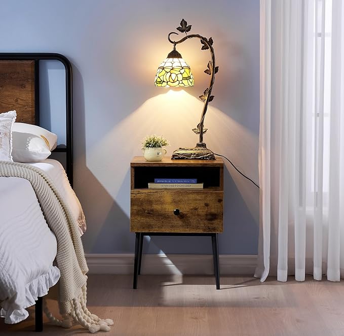 VECELO Modern Nightstands Set of 2,Square End Side Table with Drawer and Storage Space for Bedroom and Living Room