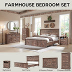 8 Drawers Dresser for Bedroom, Farmhouse 61" Wide Dressers & Chests of Drawers w/Roman Column, Large Storage Dressers Organizer w/Two Different Drawer Sizes for Bedroom,Living Room,Light Brown