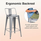 HAOBO Home Metal Bar Stools Set of 2 Low Back Counter Height Barstools 26" Industrial Barstool Patio Stool Metal Kitchen Stools Bar Chairs for Indoor Outdoor