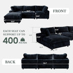 Modular Sectional Sofa, L Shaped Sofa with Chaise Ottoman, Deep Seat Cloud Sectional Couch, Couch Cushion Covers Removable, Comfy Modular Couches for Living Room, Office, Apartment, Black
