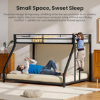 Metal Twin XL Over Queen Bunk Bed for Teens and Adults, Space-Saving/Noise Reduced/No Box Spring Needed, Black