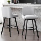 Swivel Bar Stools Set of 2, 30''H Upholstered Barstools with Backs, Modern Counter Height Bar Stool Chairs for Kitchen Island, Metal Legs, Fabric, Light Gray Counter Stools