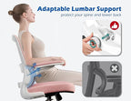 TRALT Ergonomic Office Chair - Desk Chair with Adjustable Lumbar Support Computer Chair - Mesh Comfy Chair with Flip-up Armrests - Gaming Chairs for Adults Home Office (Leather, Pink)